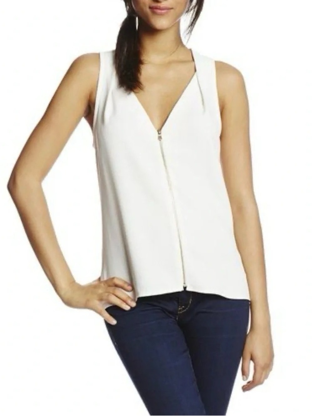 Trina Turk Zip Front Sleeveless Top